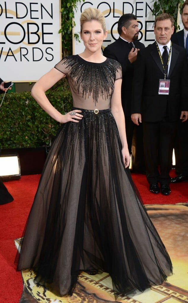 Lily Rabe in George Hobeika at the 2014 Golden Globes
