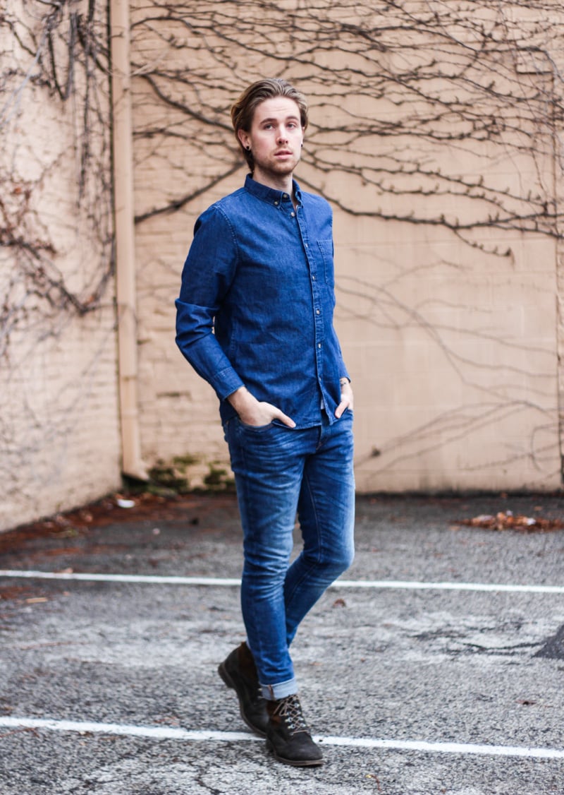 The Kentucky Gent in H&M Denim Shirt, Zara Jeans, and J Shoes Boots