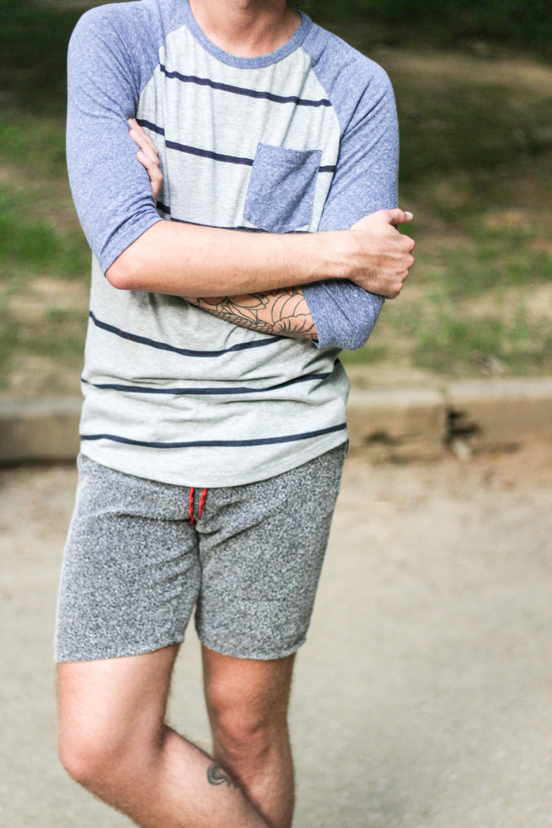 The Kentucky Gent in Aeropostale Striped Baseball T-shirt, Urban Outfitters Shorts, Richer Poorer Socks, and Converse Chuck Taylors. 