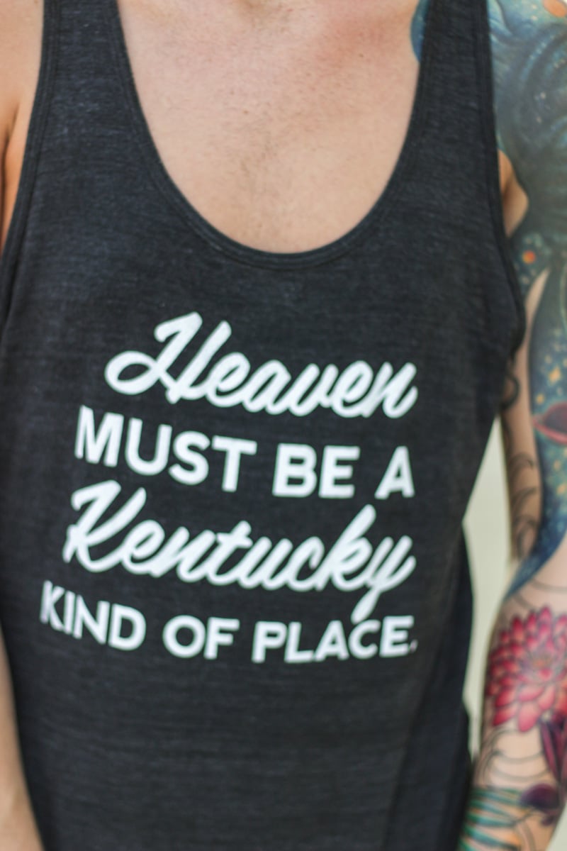 The Kentucky Gent in Kentucky For Kentucky Heaven Must Be A Kentucky Kind Of Place Tank Top, Topman Camo Shorts, RIcher Poorer Socks, and Converse Chuck Taylors.