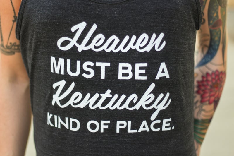 The Kentucky Gent in Kentucky For Kentucky Heaven Must Be A Kentucky Kind Of Place Tank Top, Topman Camo Shorts, RIcher Poorer Socks, and Converse Chuck Taylors.
