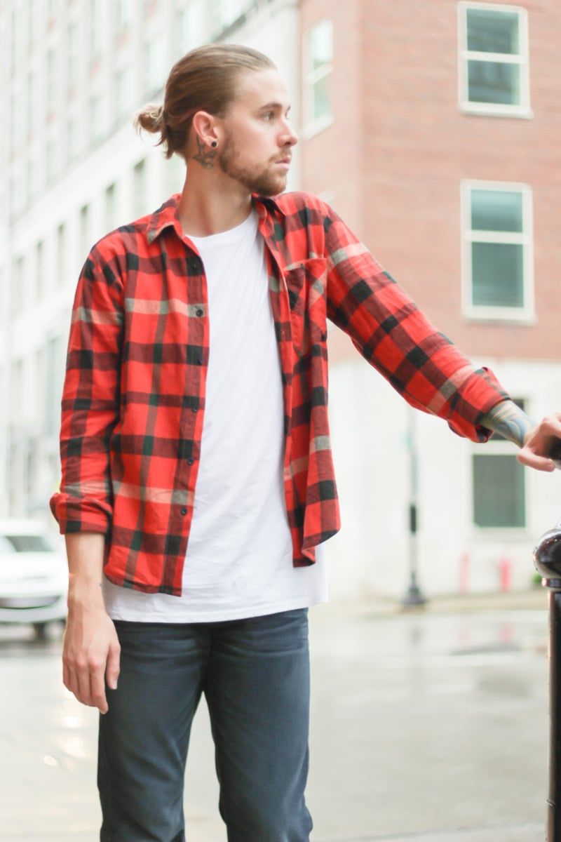 The Kentucky Gent, a Southern men's fashion and life style blog, in UNIF Plaid Shirt, Topman Muscle Shirt, True Religion Billy Jeans, and Converse Chuck Taylors. 