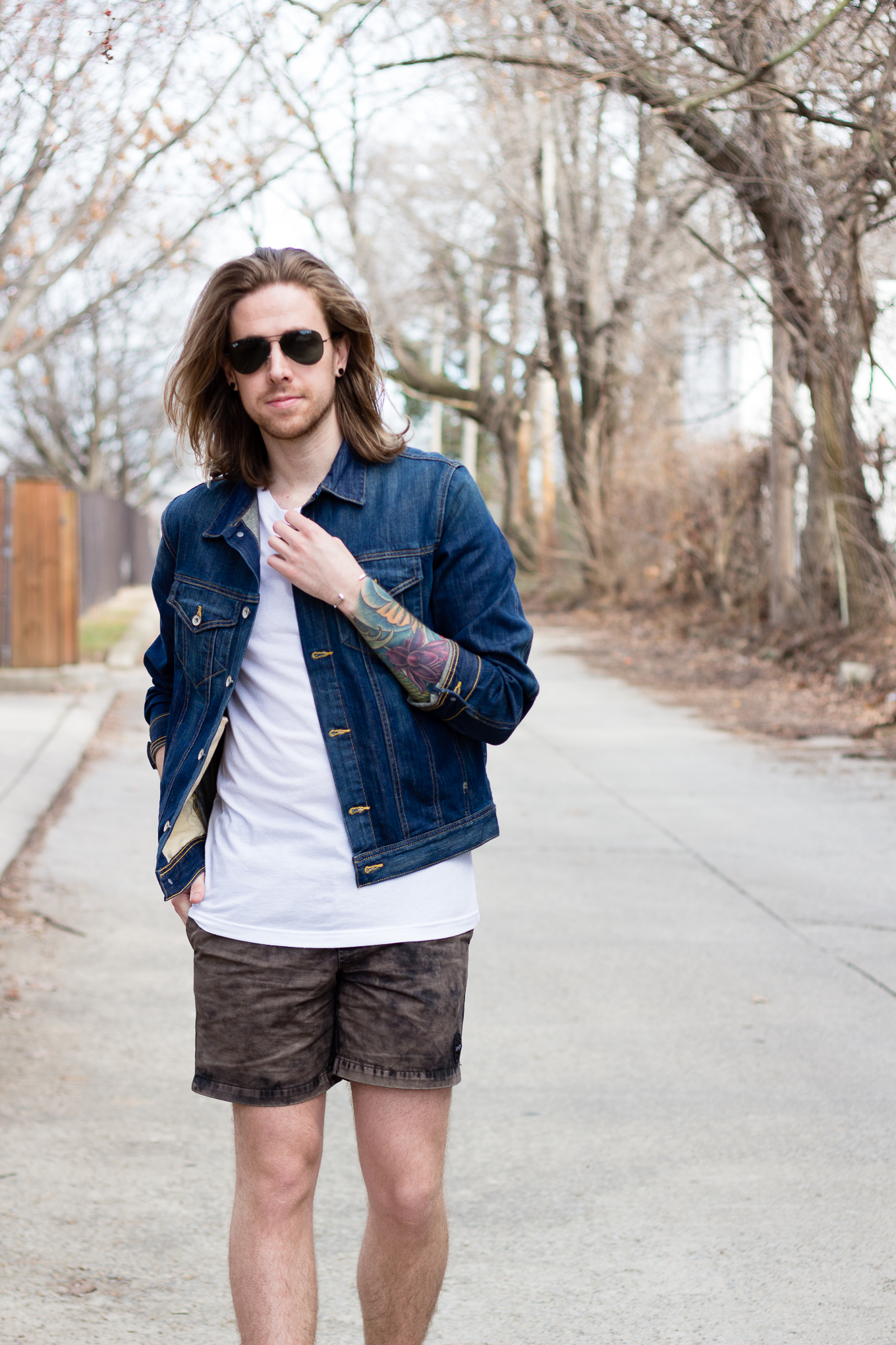 Big Star Denim Jacket and RVCA Shorts worn by The Kentucky Gent