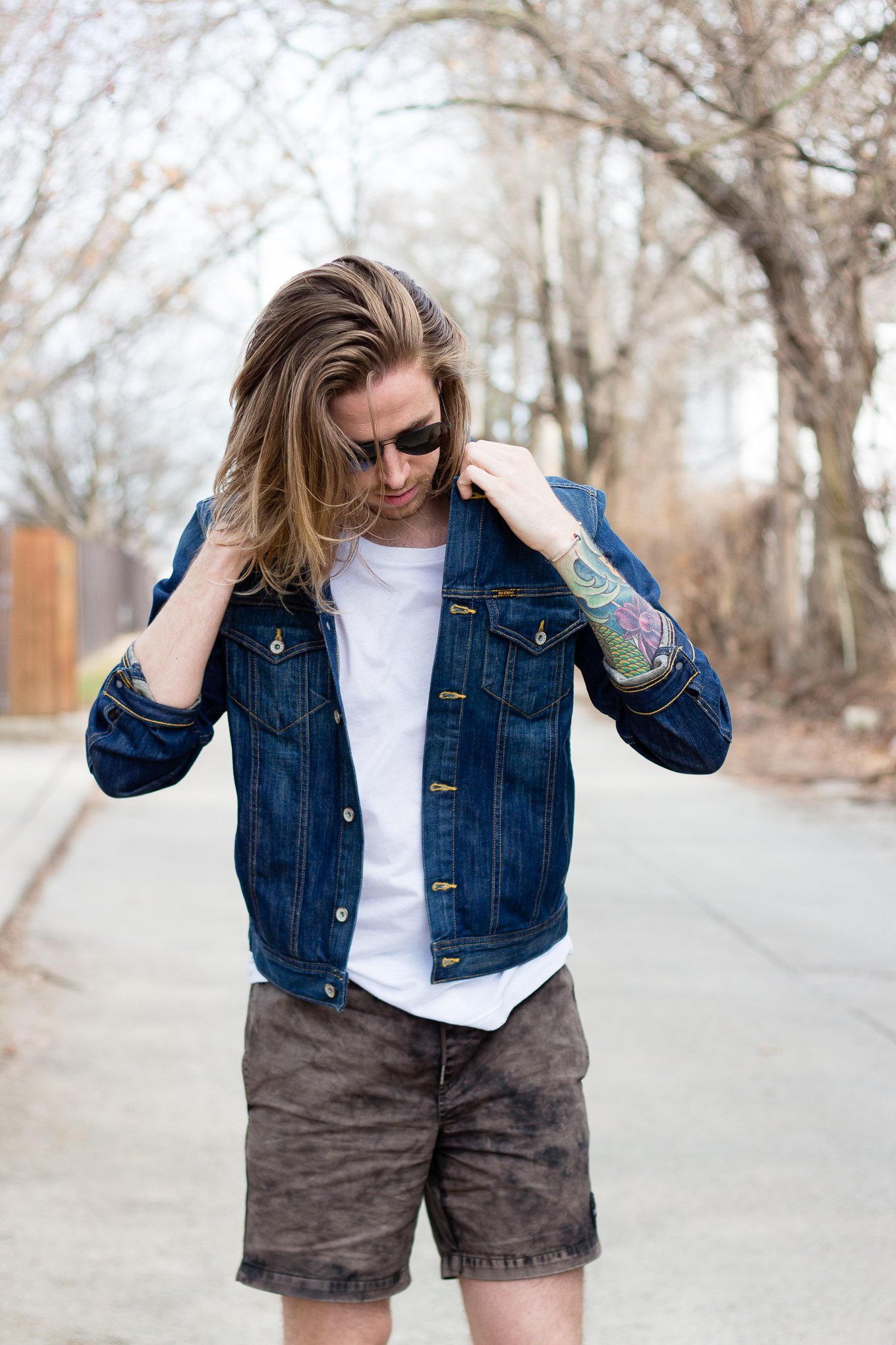 Big Star Denim Jacket and RVCA Shorts worn by The Kentucky Gent