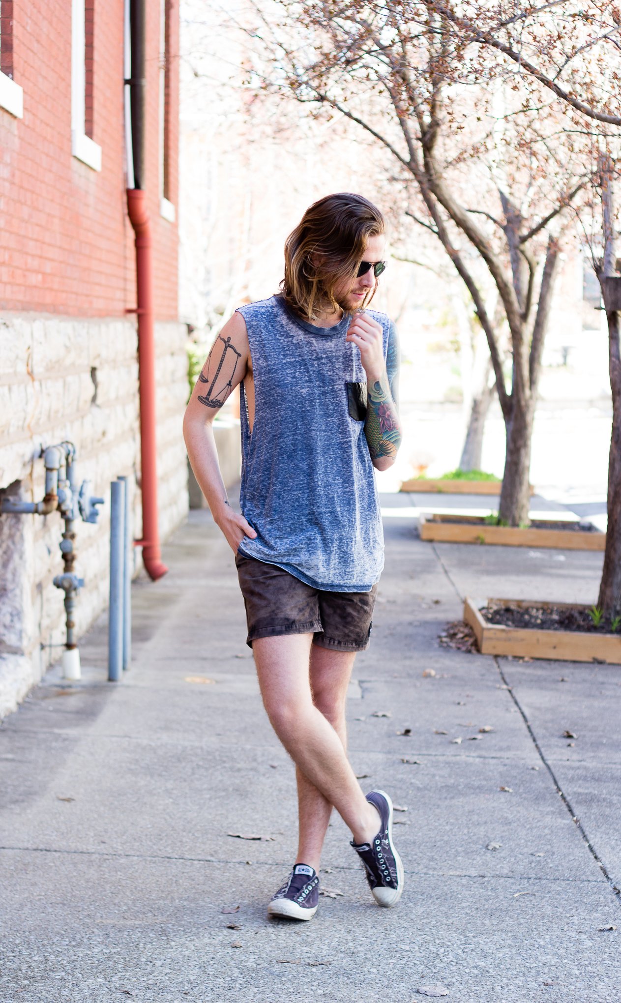 Urban Outfitters Tank Top and RVCA Shorts on The Kentucky Gent