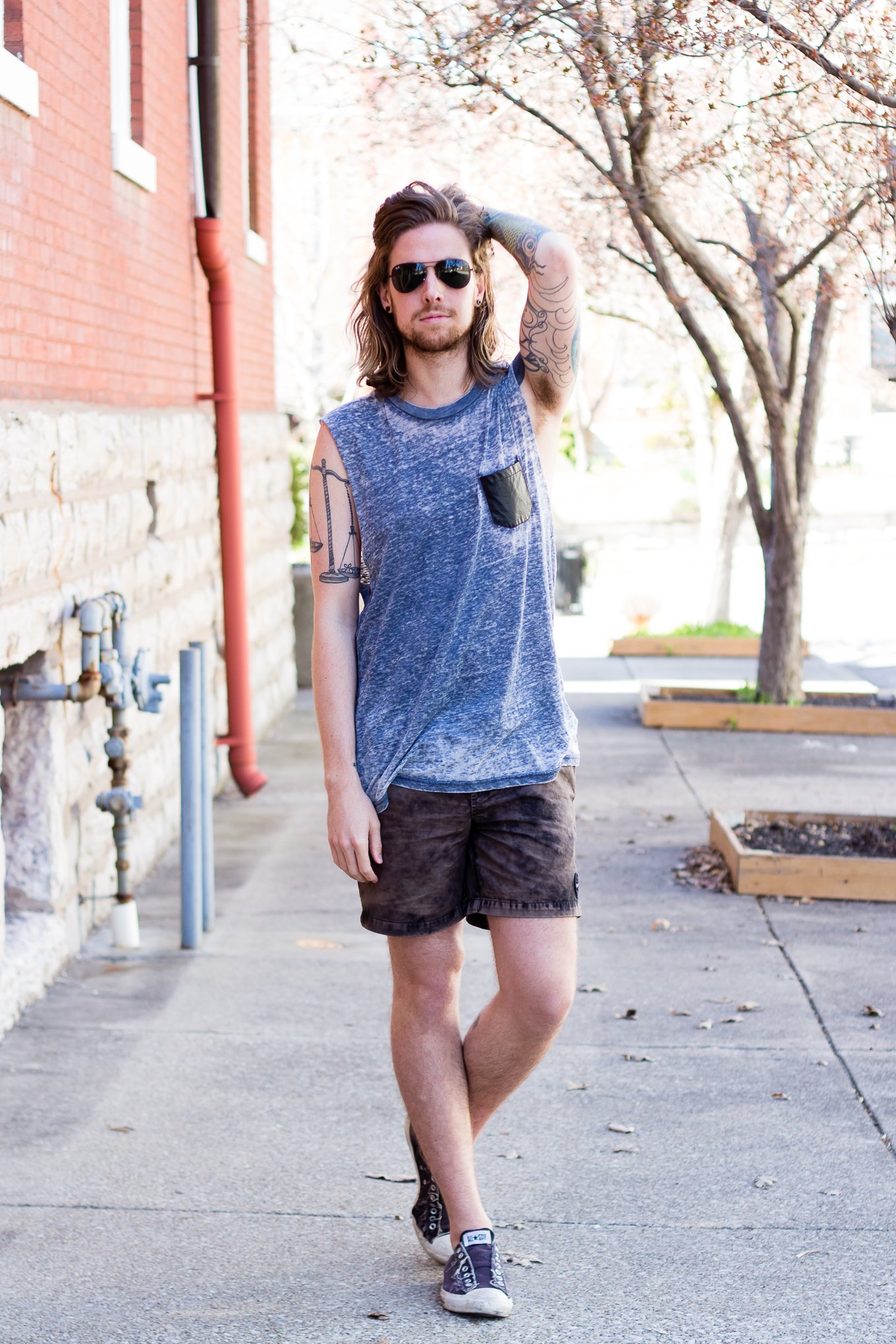 Urban Outfitters Tank Top and RVCA Shorts on The Kentucky Gent